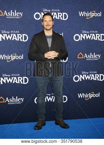 Chris Pratt at the World premiere of Disney And Pixar's 'Onward' held at the El Capitan Theatre in Westwood, USA on February 18, 2020.