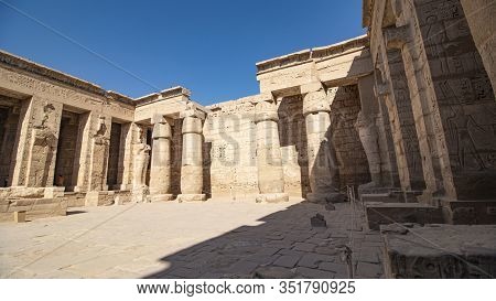 Temple Of Medinet Habu. Egypt, Luxor. The Mortuary Temple Of Ramesses Iii At Medinet Habu Is An Impo