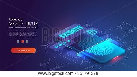 Abstract Technology Background. Cyber Security Concept. Fingerprint Scanning. Mobile Data Security I