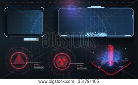 Hud, Ui, Gui Futuristic User Interface Screen Elements Set. High Tech Screen For Video Game. Sci-fi 