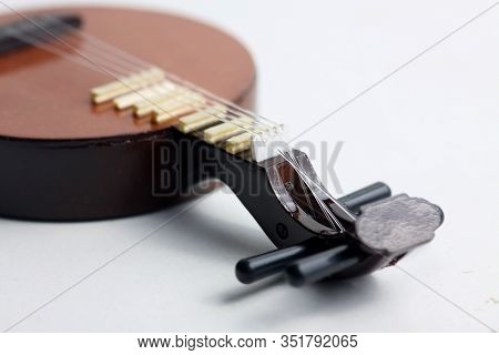 Yueqin Detail Isolated On White Background Flat Lay. Image Contains Copy Space