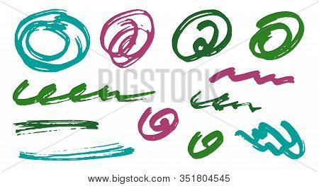 Rough Scribble Doodle Graphic Design Vector Elements.  Isolated Marker Traces. Paint Brush Strokes, 