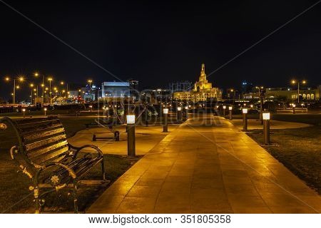 Fanar,doha, Qatar- 18 January 2020: Fanar During The Night