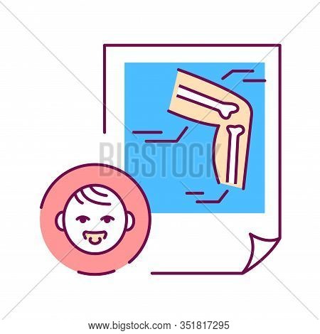 Pediatric Orthopedics Color Line Icon. Check And Treatment In Fracture And Sprain Children. Pictogra