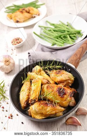 grilled chicken wings and green bean