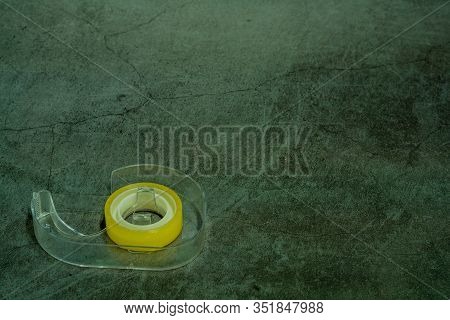 Cellophane Tape On Black Background.