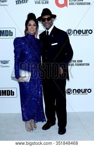 LOS ANGELES - FEB 9:  Lisa Harris, Jimmy Jam Harris at the 28th Elton John Aids Foundation Viewing Party at the West Hollywood Park on February 9, 2020 in West Hollywood, CA