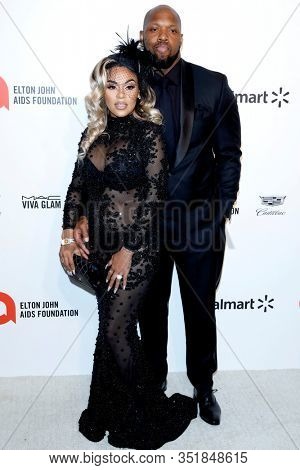LOS ANGELES - FEB 9:  Terrell Suggs, Tasia Miller at the 28th Elton John Aids Foundation Viewing Party at the West Hollywood Park on February 9, 2020 in West Hollywood, CA