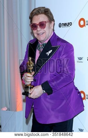 LOS ANGELES - FEB 9:  Elton John at the 28th Elton John Aids Foundation Viewing Party at the West Hollywood Park on February 9, 2020 in West Hollywood, CA