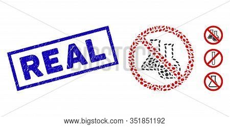 Mosaic No Chemicals And Corroded Rectangle Stamp Seal With Real Phrase. Mosaic Vector No Chemicals I