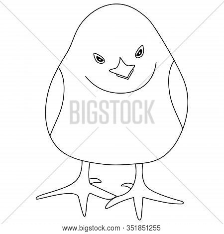 Vector Illustration Of A Sleepy Chicken Falling Asleep On The Move. Outline On An Isolated Backgroun