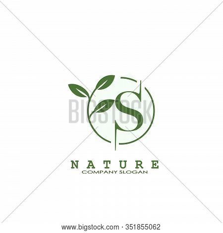 S Letter Nature Floral Logo. Abstract Vector Logo Design Concept Naturally Floral Leaf With Circle S