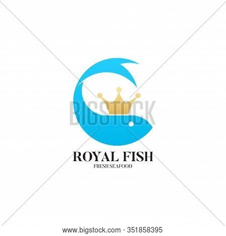 Royal Fish Logo Template. Creative Vector Template Of Sea Food Symbol, Fishing Club Logo Or Online S