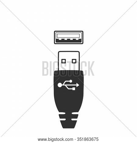 Usb Port And Connector, Male Female Connection. Stock Vector Illustration Isolated On White Backgrou