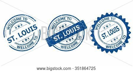 Welcome To St. Louis Blue Old Stamp Sale