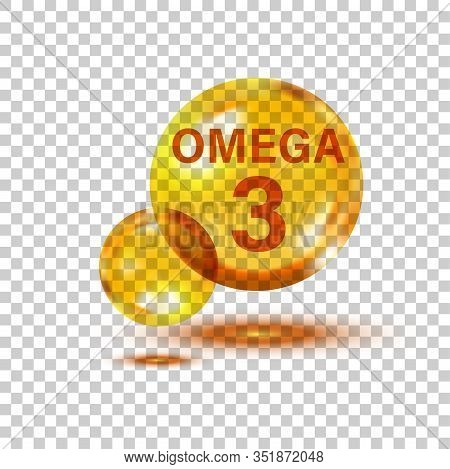 Omega 3 Icon In Flat Style. Pill Capcule Vector Illustration On White Isolated Background. Oil Fish 