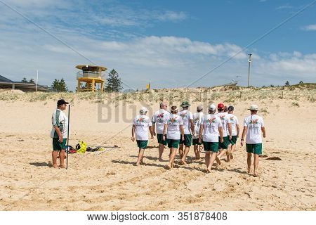 Cronulla, Australia 2020-02-15 Burning Palms Surf Life Saving Club Members Practicing To March With 