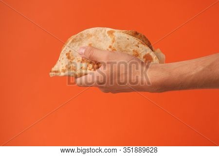 National Food Concept. Mexican National Food Tacos Or Tatar National Food - Kystyby In Hand On An Or