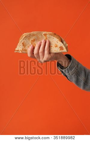 National Food Concept. Mexican National Food Tacos Or Tatar National Food - Kystyby In Hand On An Or