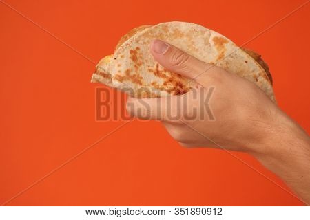 National Food Concept. Mexican National Food Tacos Or Tatar National Food - Kystyby In Hand On An Or