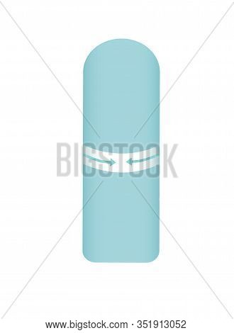 Feminine Tampon, White Tampon With Blue Thread. Tampon In Plastic Pack, Swab With Applicator. Menstr