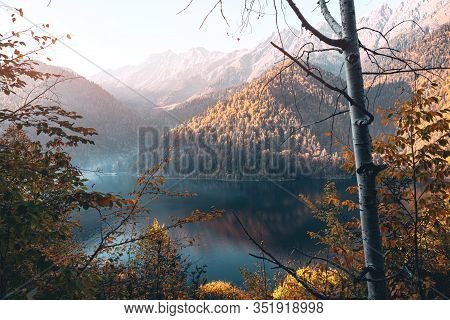 Ritsa Lake In Abkhazia Mountains Landscape Forest Travel