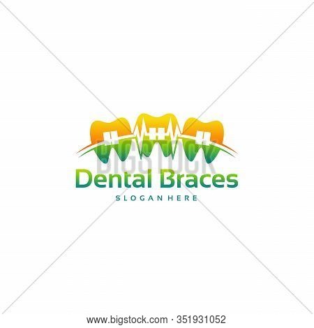 Dental Braces Shop Logo Template, Healthy Dental Braces Logo Vector Illustration