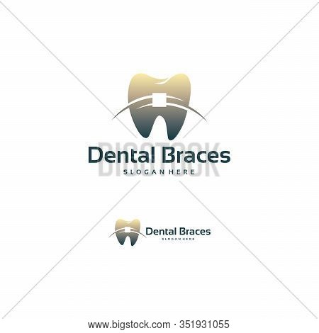 Dental Braces Shop Logo Template, Healthy Dental Braces Logo Vector Illustration
