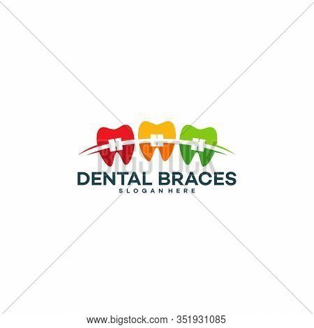 Dental Braces Shop Logo Template, Healthy Dental Braces Logo Vector Illustration