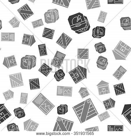 Set Pizza In Cardboard Box , Wooden Box , Warehouse And Postcard On Seamless Pattern. Vector