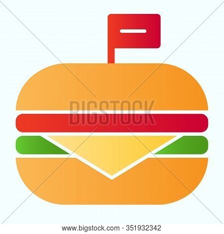 Burger With American Flag Flat Icon. Independence Day Food Vector Illustration Isolated On White. Hu