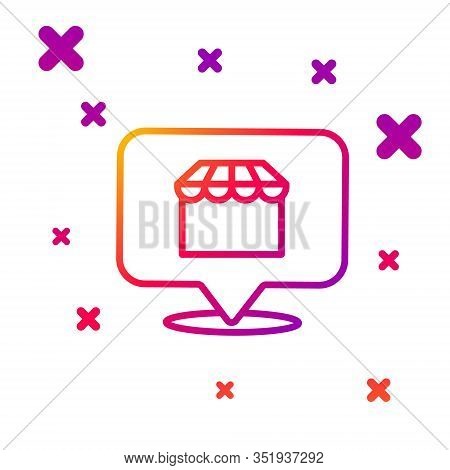 Color Line Online Shopping Concept. Buy On Screen Laptop Icon Isolated On White Background. Concept 
