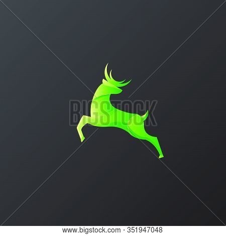 Vector Logo Illustration Deer Jumping Gradient Colorful Suitable For Creative Industry, Multimedia, 