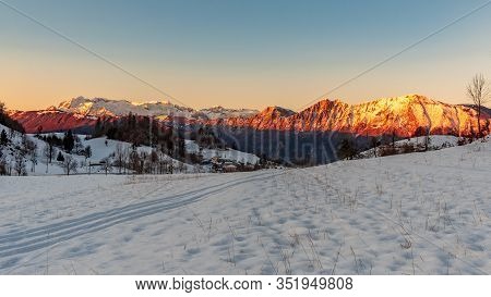 Winter Sunset In The Julian Alps