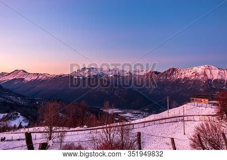 Winter Sunset In The Julian Alps