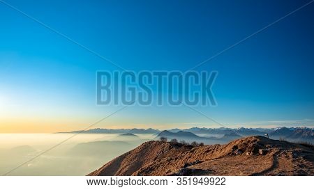 Winter Sunset From An Alpine Peak Of Friuli-venezia Giulia