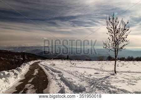 The Mount Matajur, In Italy, In A Sunny Winter Day