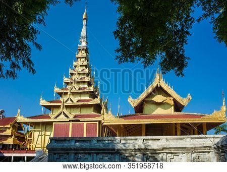 Mandalay royal Palace, roofs of Great Audience Hall, Myanmar