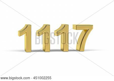 Golden 3d Number 1117 - Year 1117 Isolated On White Background - 3d Render