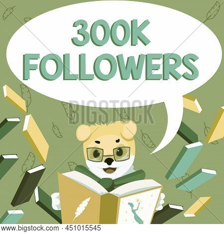 Conceptual Display 300k Followers. Internet Concept Number Of Individuals Who Follows Someone In Ins