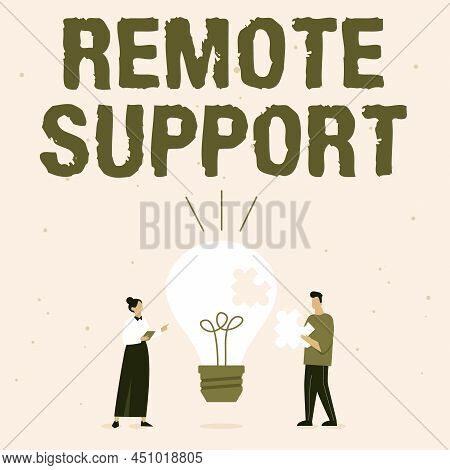 Sign Displaying Remote Support. Concept Meaning Help Endusers To Solve Computer Problems And Issues 