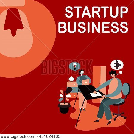Conceptual Caption Start Up Business. Business Overview Engaging To A New Venture Fresh Trading And 