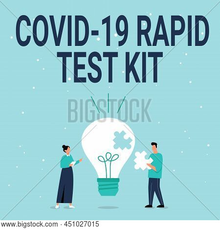Conceptual Caption Rapid Test Kit. Concept Meaning Emergency Medical Diagnostic Equipment That Deliv