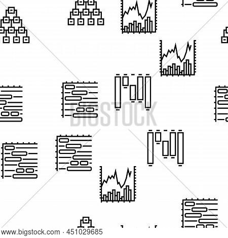 Graph For Analyzing And Research Vector Seamless Pattern Thin Line Illustration