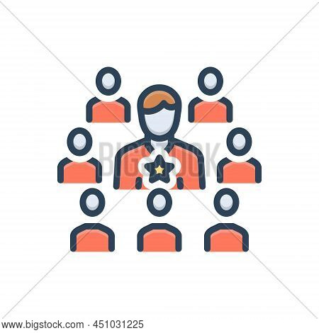 Color Illustration Icon For Popular Plausible Sought-after Favored Attractive Famous Popularity Peop