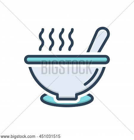 Color Illustration Icon For Soup Porridge Tasty Mixture Combination Pour Bowl Product Blend Warm Snu