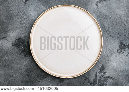 Porcelain Empty White Plate Set With Copy Space For Text Or Food With Copy Space For Text Or Food, T