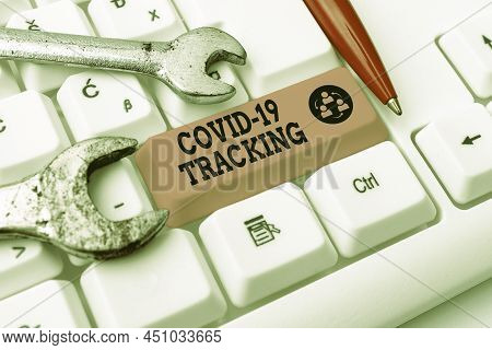 Conceptual Caption Covid 19 Tracking. Business Concept Distinguishing Process Of The Possible Infect