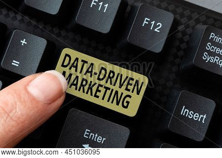 Hand Writing Sign Data Driven Marketing. Business Concept Process By Which Marketers Gain Insights A
