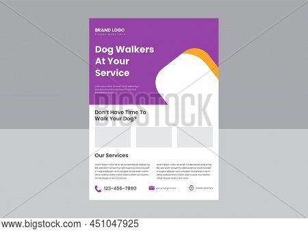 Dog Walker Service Flyer Poster Design. Dog Walkers At Your Service Flyer Design. Professional Dog W